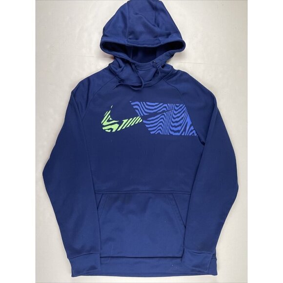 Nike Hoodie Sweatshirt Men’s M Dri Fit Navy Blue High Scuba Neck Zip Pocket - Picture 2 of 10